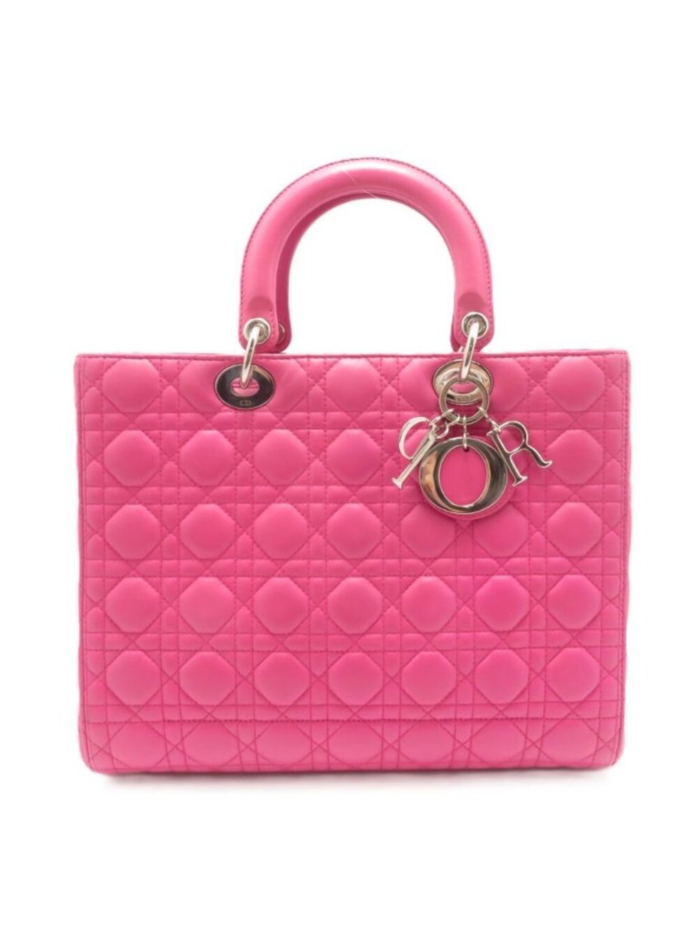Dior Cannage Lady Dior Large Pink Lambskin Shoulder Bag